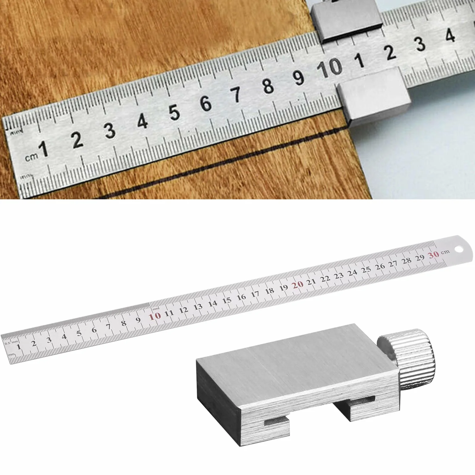 Righello di arresto in acciaio inox 30 cm per lavorazione del legno