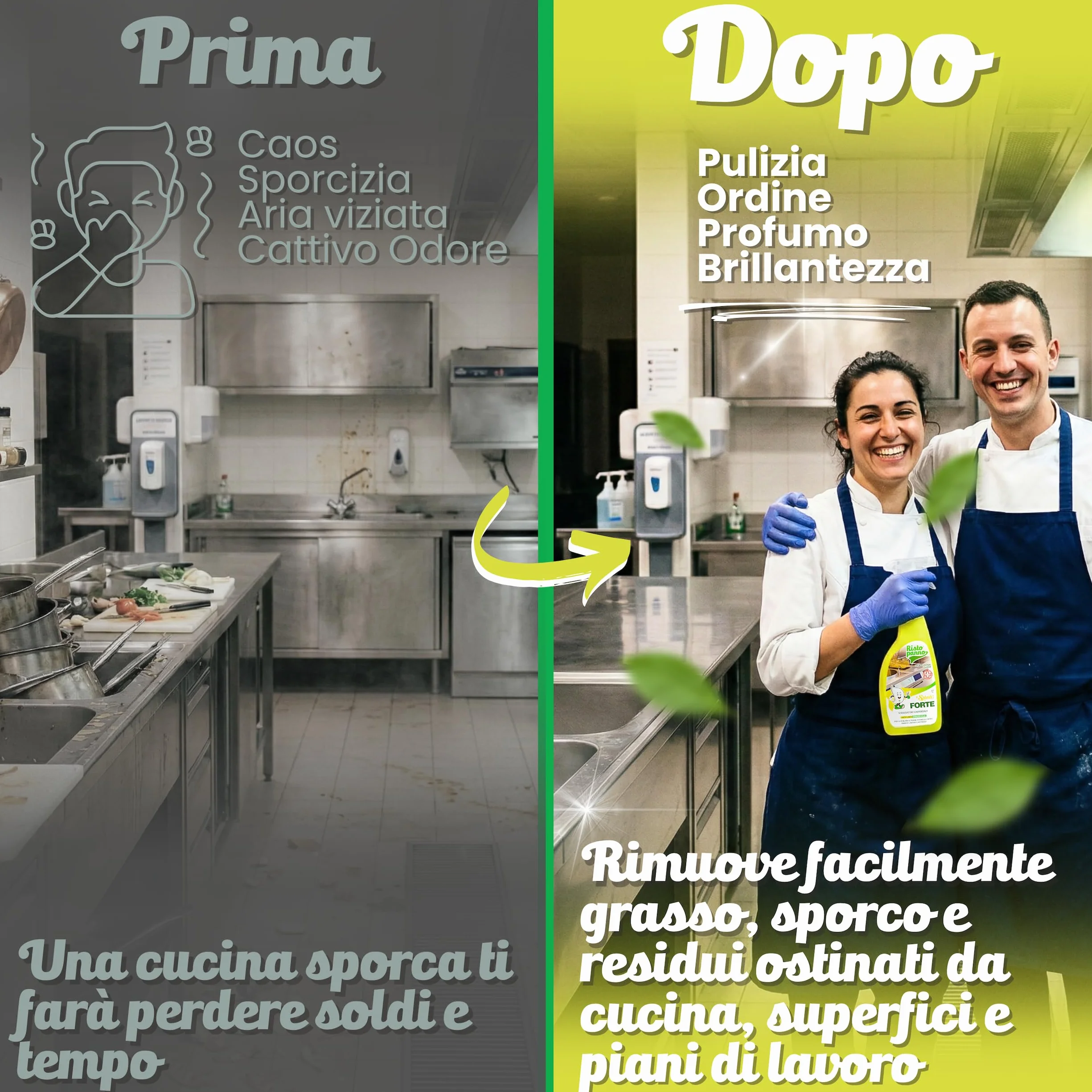 RISTOPANNO 1 x 750ml Sgrassatore Universale Professionale – Pronto all’Uso – Spray Multiuso Superfici Olio e Grasso – per Acciaio, Plastica, Cappe e Fornelli - Prodotti Pulizia - SPLASH FORTE