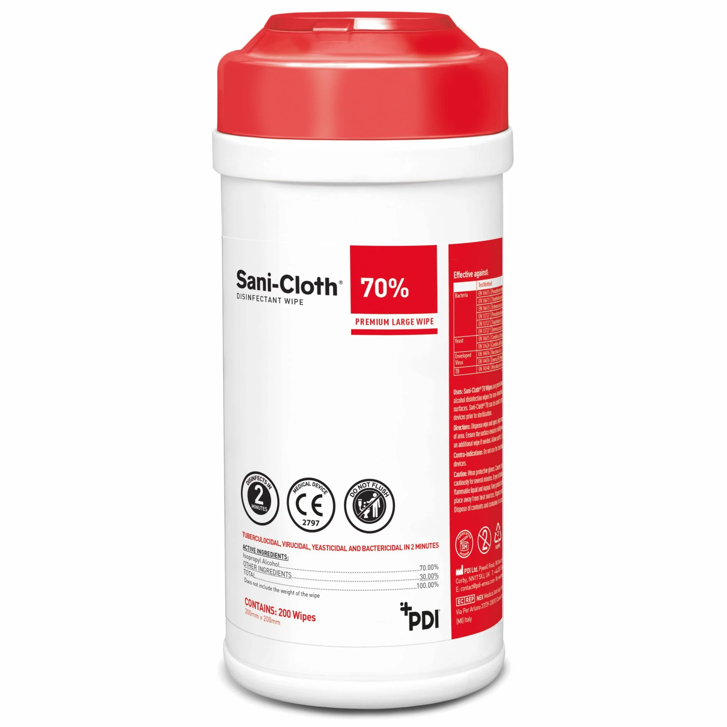 PDI XP00159 SANI-POLCH POLLO 70% Salviette di disinfezione alcoliche, 200 salviette, confezione da 6