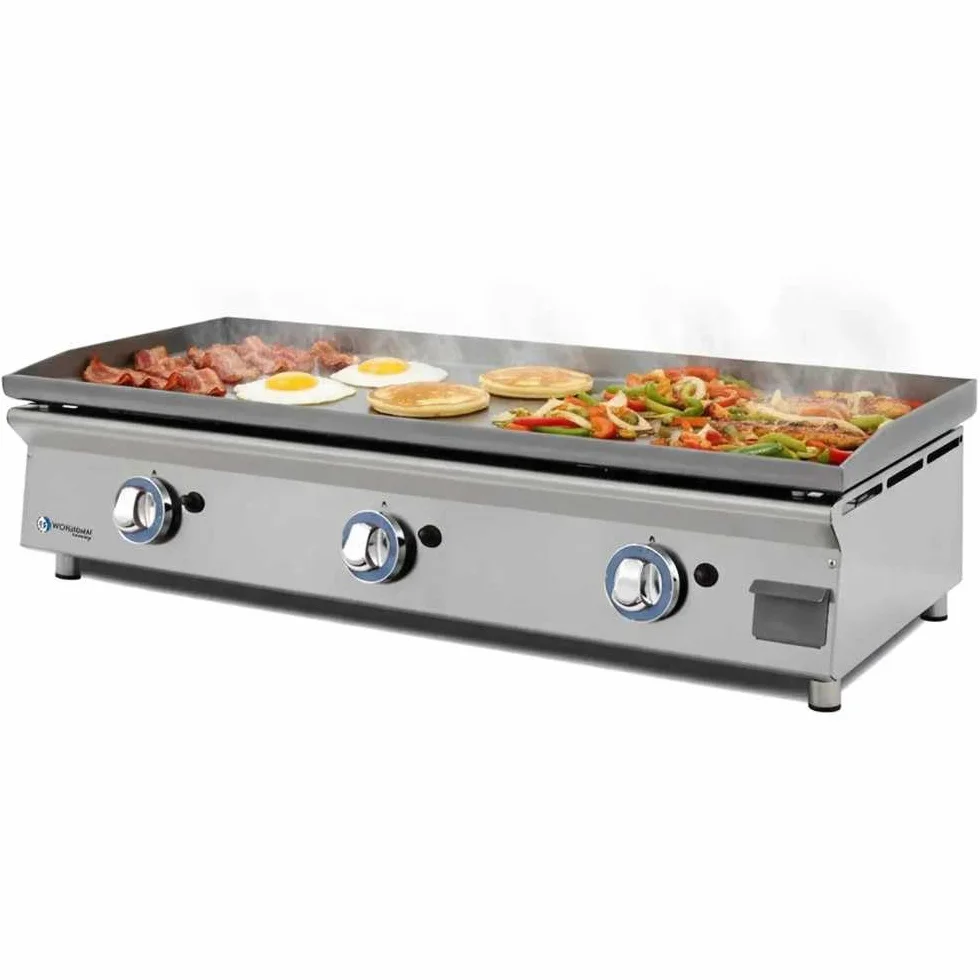 MBH – Piastra professionale a gas LUX WORLDMAI da 100 cm in acciaio laminato per la ristorazione. Fry top con struttura in acciaio inox per cucina professionale di bar e ristorante.