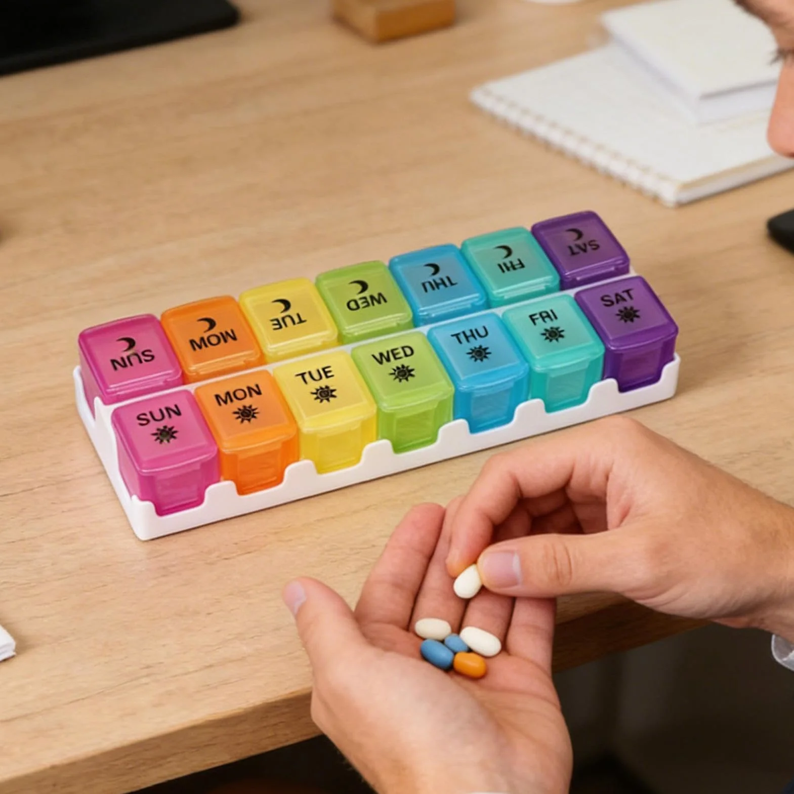 Portapillole Settimanale, 14 Scomparti Staccabili, Portapillole Portatile A Prova Di Umidità Per Mattina E Sera, Due Volte Al Giorno, Per Integratori Giornalieri, Farmaci