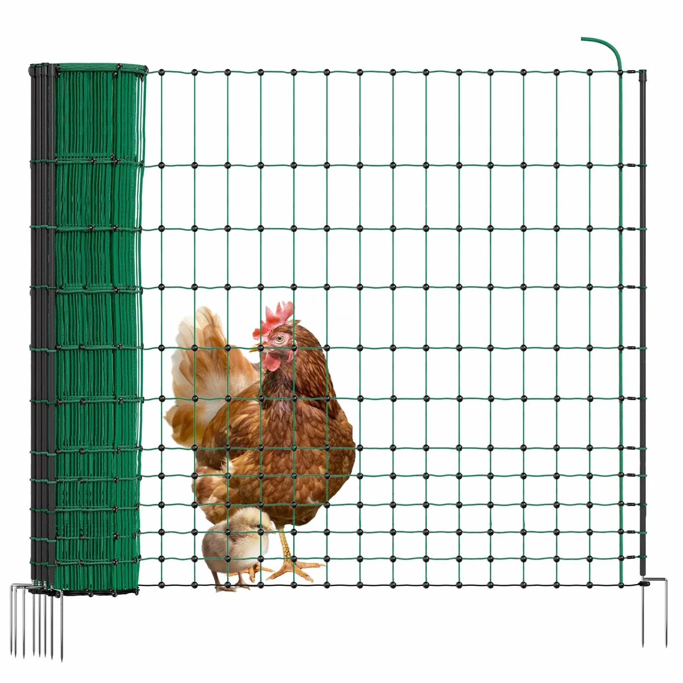 VOSS.farming Rete Non elettrificabile per pollame Basic, 50m di Lunghezza, 112 cm di Altezza, a 2 Punte, Verde, Rete per maiali, capre, agnelli e Animali Domestici