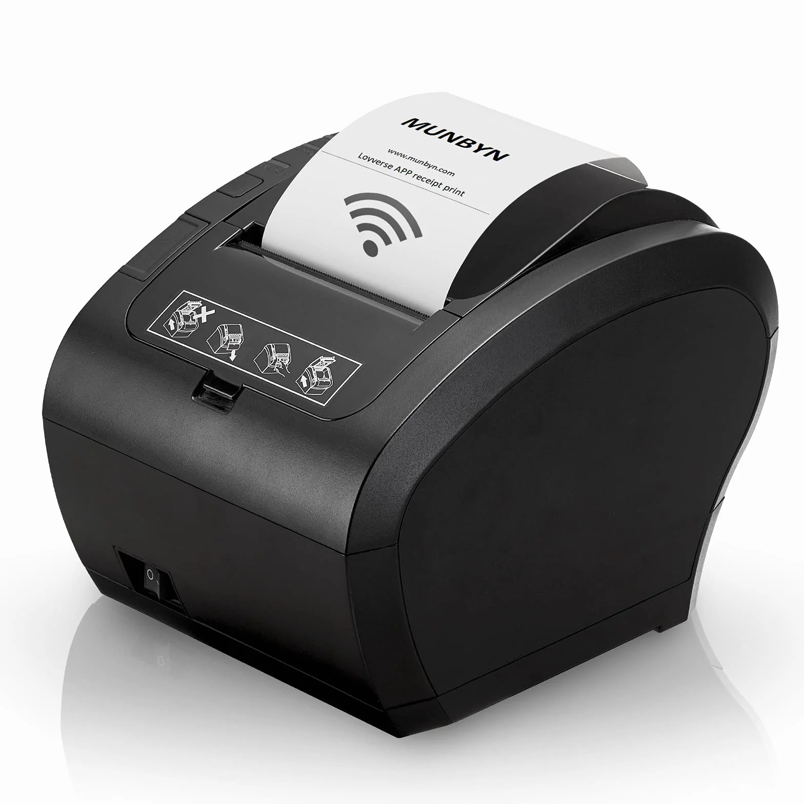 MUNBYN [WIFI 2.0] 80mm Stampante Termica, Auto-Cut Stampante Termica Ricevute Supporto Cassetto da 300mm/s, Stampante Ricevute Diretta USB Ethernet, per Android/Windows/Linux/Mac/ESC/POS