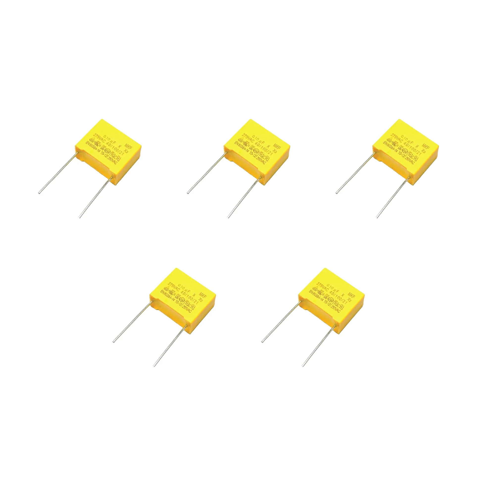 5 PEZZI Condensatori di sicurezza X2 MEX TENTA MKP 0.10uF 100nF 275VAC 10mm giallo grigio