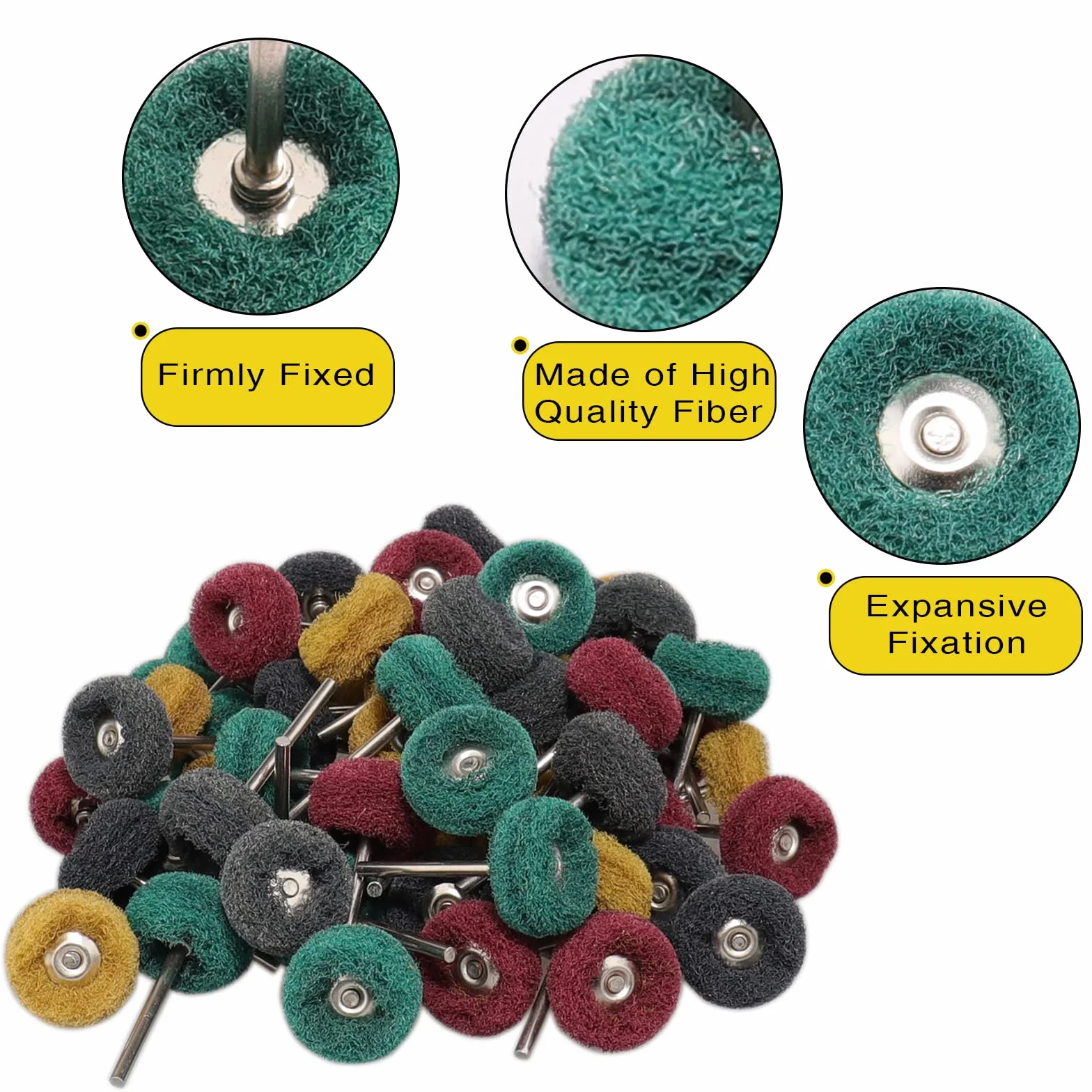 40 Pezzi Ruote di Lucidatura Abrasivo, 3 mm Ruote di Lucidatura Grana 80 150 240 400 600 per Utensili Rotanti Dremel Accessori 35mm di Diametro