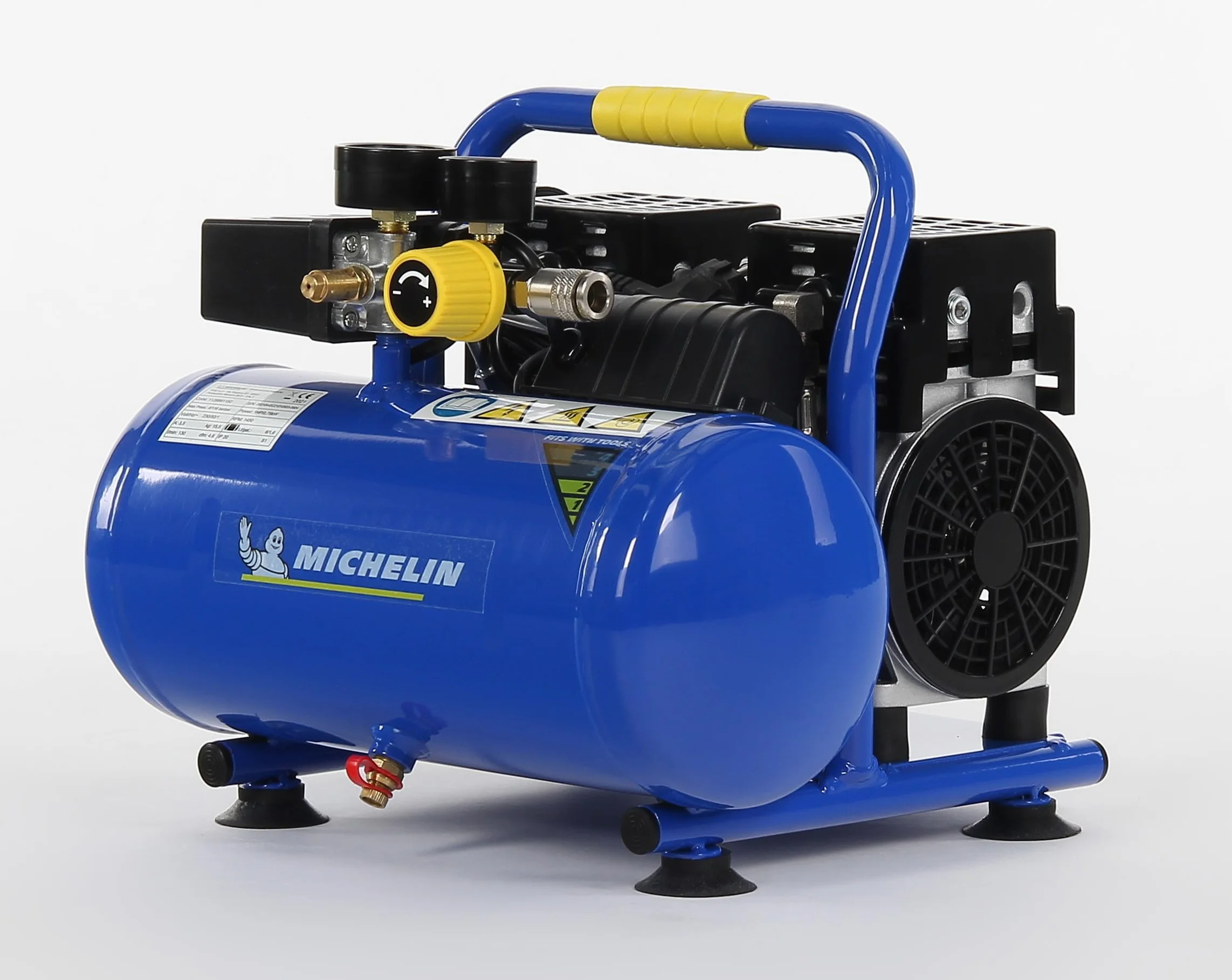 MICHELIN Compressore d'Aria Portatile Silenzioso MX 6/1, Compressore Aria Senza Olio, Pressione Massima 8 Bar, Potenza 1 CV, Serbatoio 6 Litri, Rumorosità 58 dB LpA