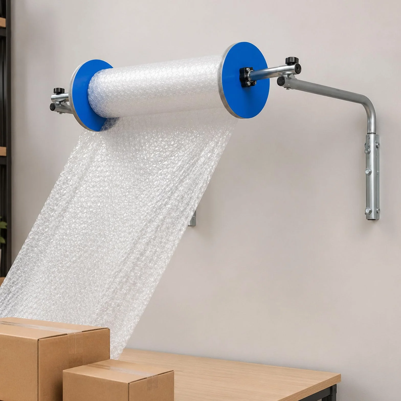 Dispenser Rotolo Pluriball Supporto Appoggio Multifunzione Carta Regalo | Supporto a Parete Regolabile Salvaspazio Mantiene Il Pluriball Stabile Ordinato e Pronto All’Uso(40cm/15.7in)