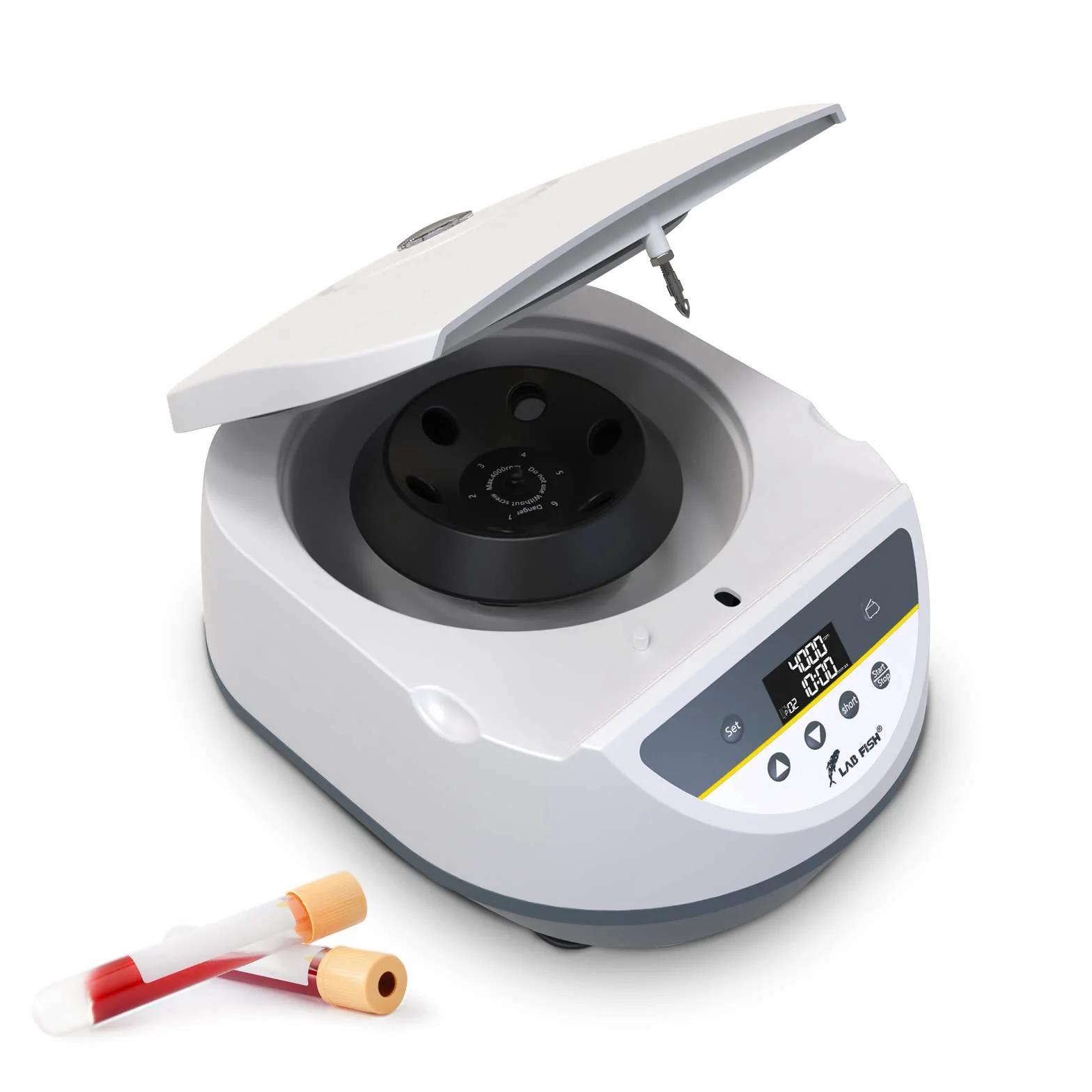 LABFISH PRP Centrifughe da Laboratorio Capacità 8x2/5/10/15ml Tubi per centrifuga, controllo a bassa velocità 500-5000r/min, Max 3074xg RCF, gamma di timer per medico/sangue/siero/plasma