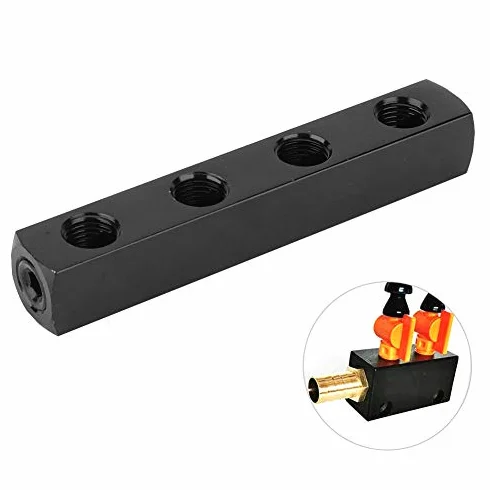 Separatore Collettore Aria Pneumatica 3 Vie 4 Vie Blocco Alluminio Connessione Rapida BSPP 1/4 Pollice