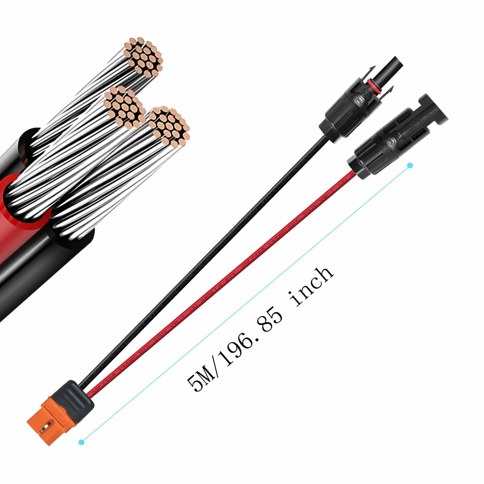 Cavo di ricarica solare spina solare a XT60i Adattatore,XT60i-F Connettore solare Collegamento dei pannelli solari 12AWG Cavo per Generatore Solare, Centrali Elettriche Portatili, (5M)