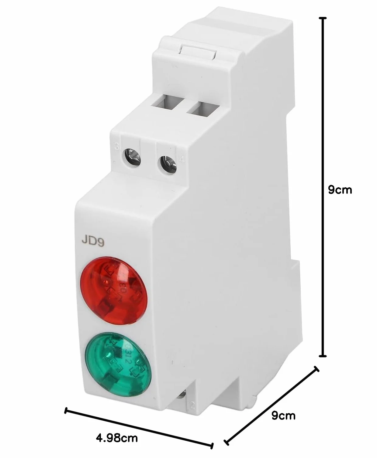 Lampada di Segnalazione LED 230V CA/CC Doppio Rosso Verde per Guida DIN, Montaggio su Guida