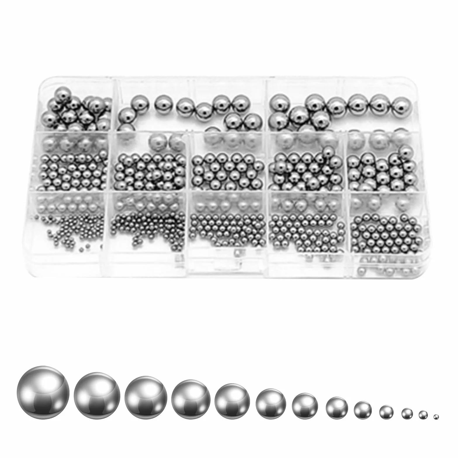 Cuscinetti a Sfera in Acciaio, 540 Pezzi Sfere Acciaio Cuscinetto Bici 2-10 mm, Kit Assortimento