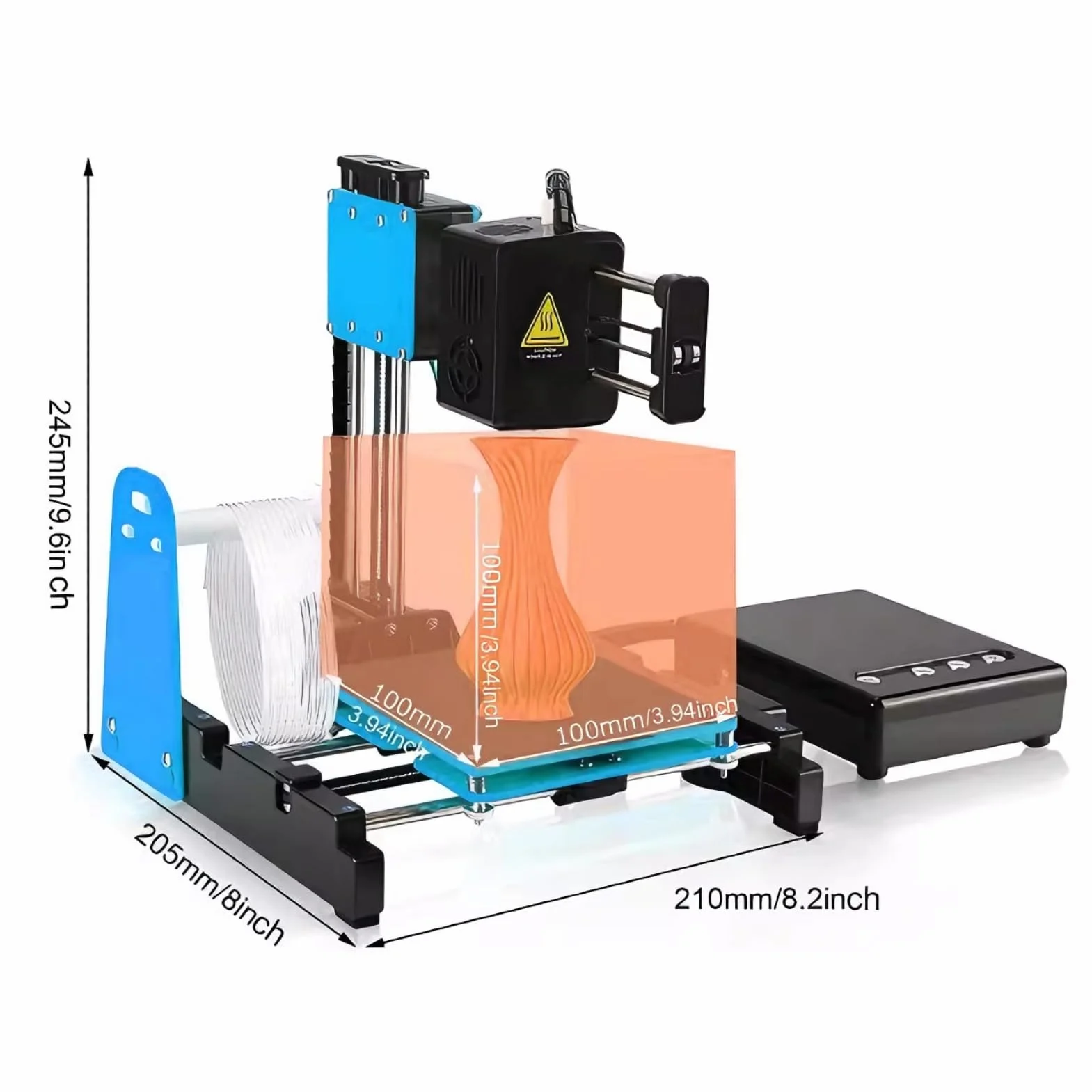 Mini Stampante 3D per Principianti, 10-40 mm/s Macchine da Stampa 3D con Filamento PLA da 1,75 MM, Stampante 3D Supporta Stampa con un Clic del Mouse, Dimensioni di Stampa 100 x 100 x 100 mm