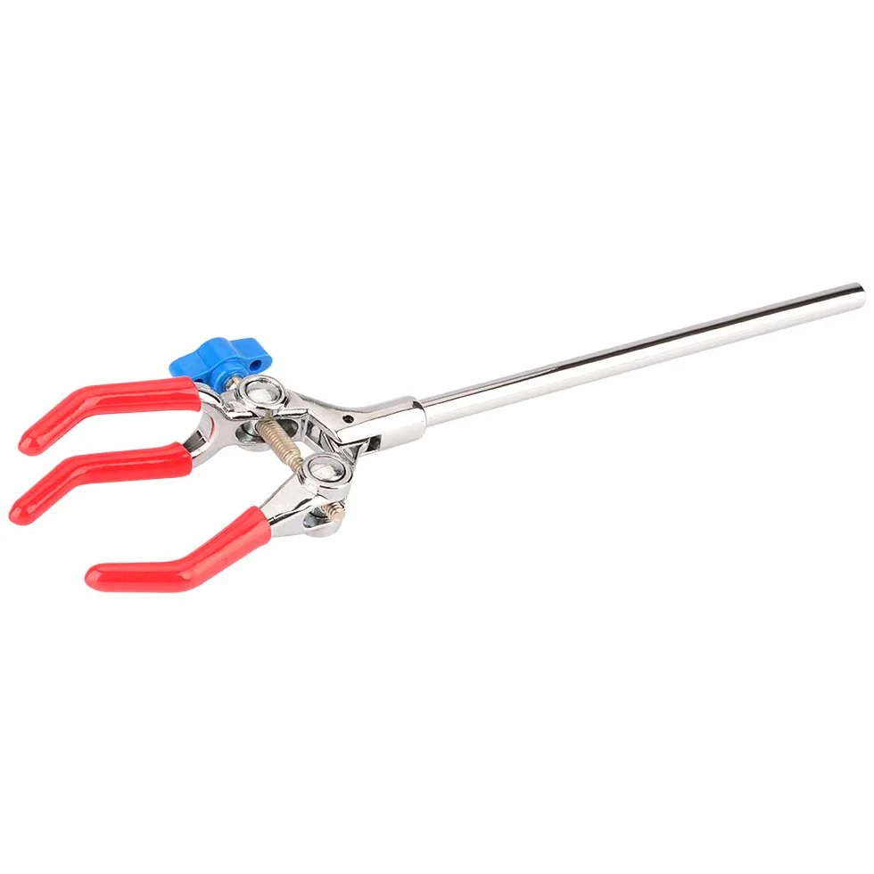 Labasics Morsetto Girevole a 3 Rebbi, Robusto Morsetto a Regolazione Singola, Pinza Multiuso a Stile Dito con Asta da 17 cm, Lab Clamp per Uso in Laboratorio