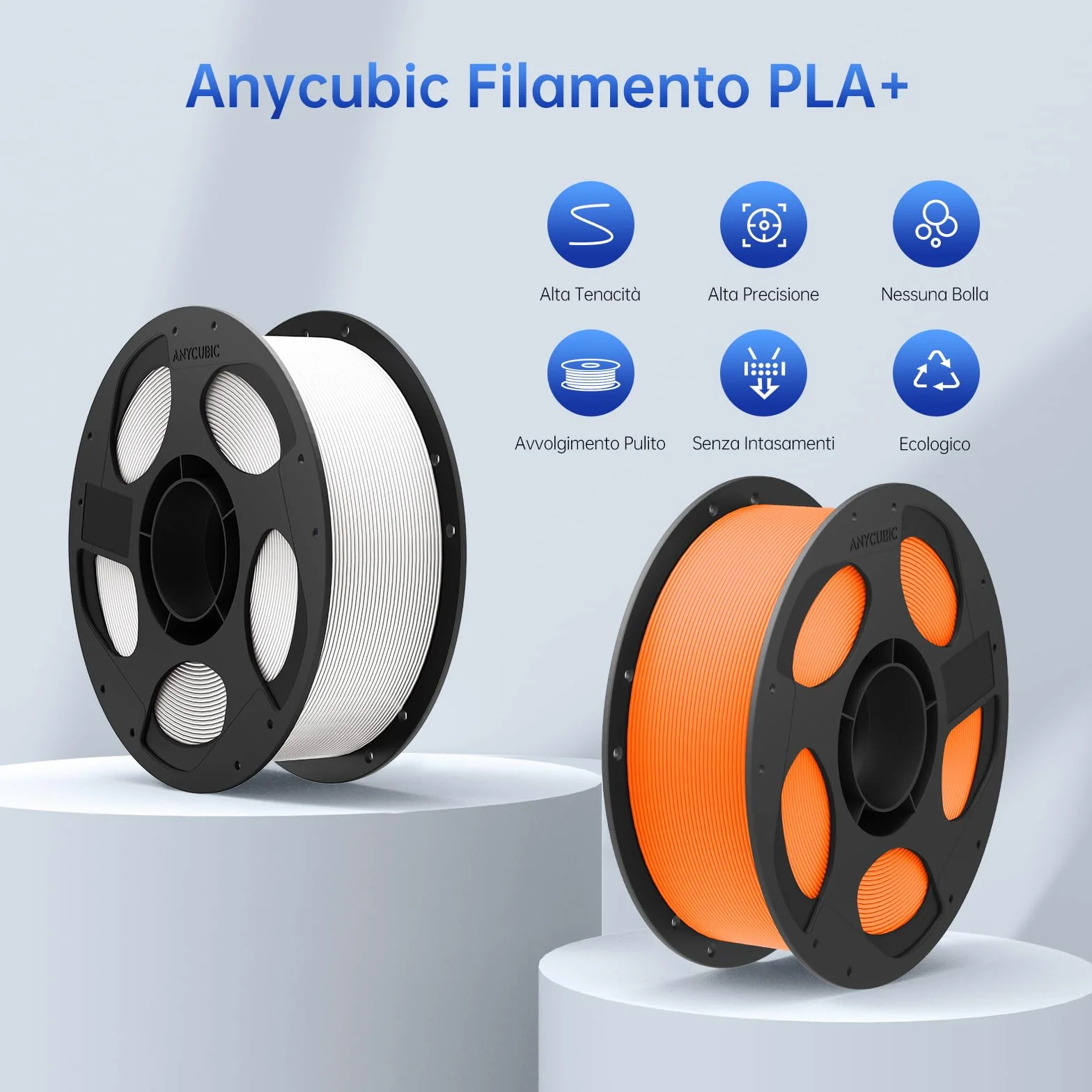 ANYCUBIC PLA+ Filamento 1,75 mm 4KG Nero Bianco Rosso Blu Stampa 3D Alta Tenacità Precisione