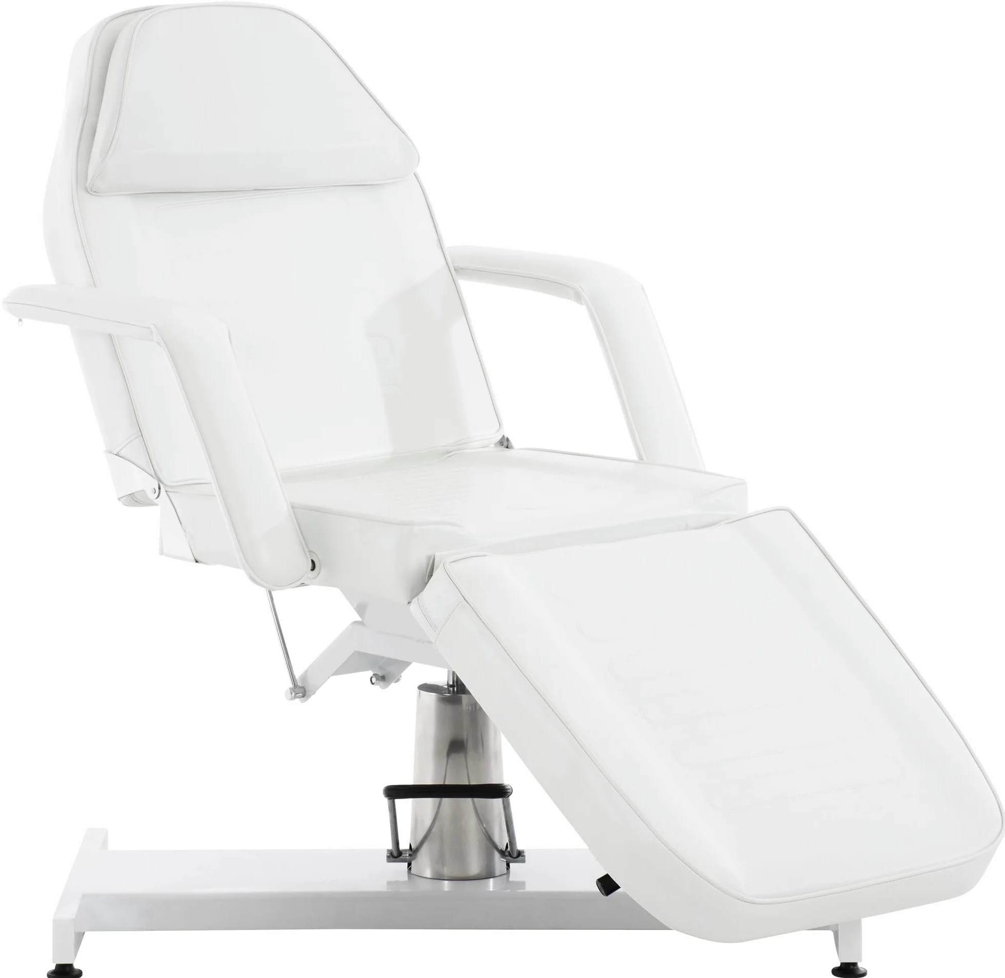 CLP Lettino Idraulico Centri Estetici in Similpelle Regolabile 60-75 CMI Letto Idraulico Massaggi Reclinabile con Braccioli, Colore:Bianco