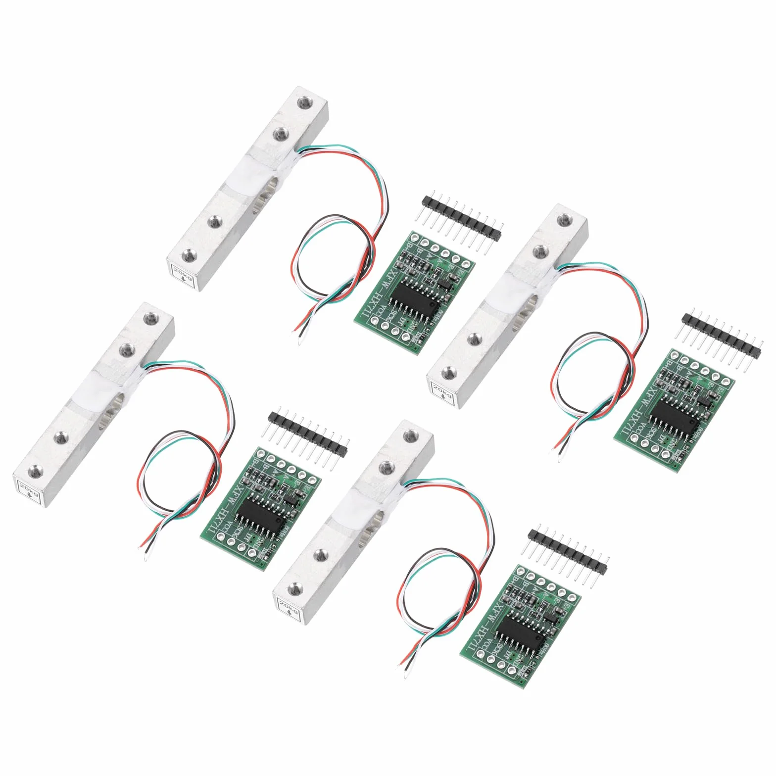 QUARKZMAN Sensori di Pesatura, 4 Set Sensore Peso Cella Carico Digitale 20Kg + Modulo Hx711 Sensore Pesatura 24 Bit Precisione A/D Doppio Canale per Kit Bilancia Cucina Elettronica Portatile