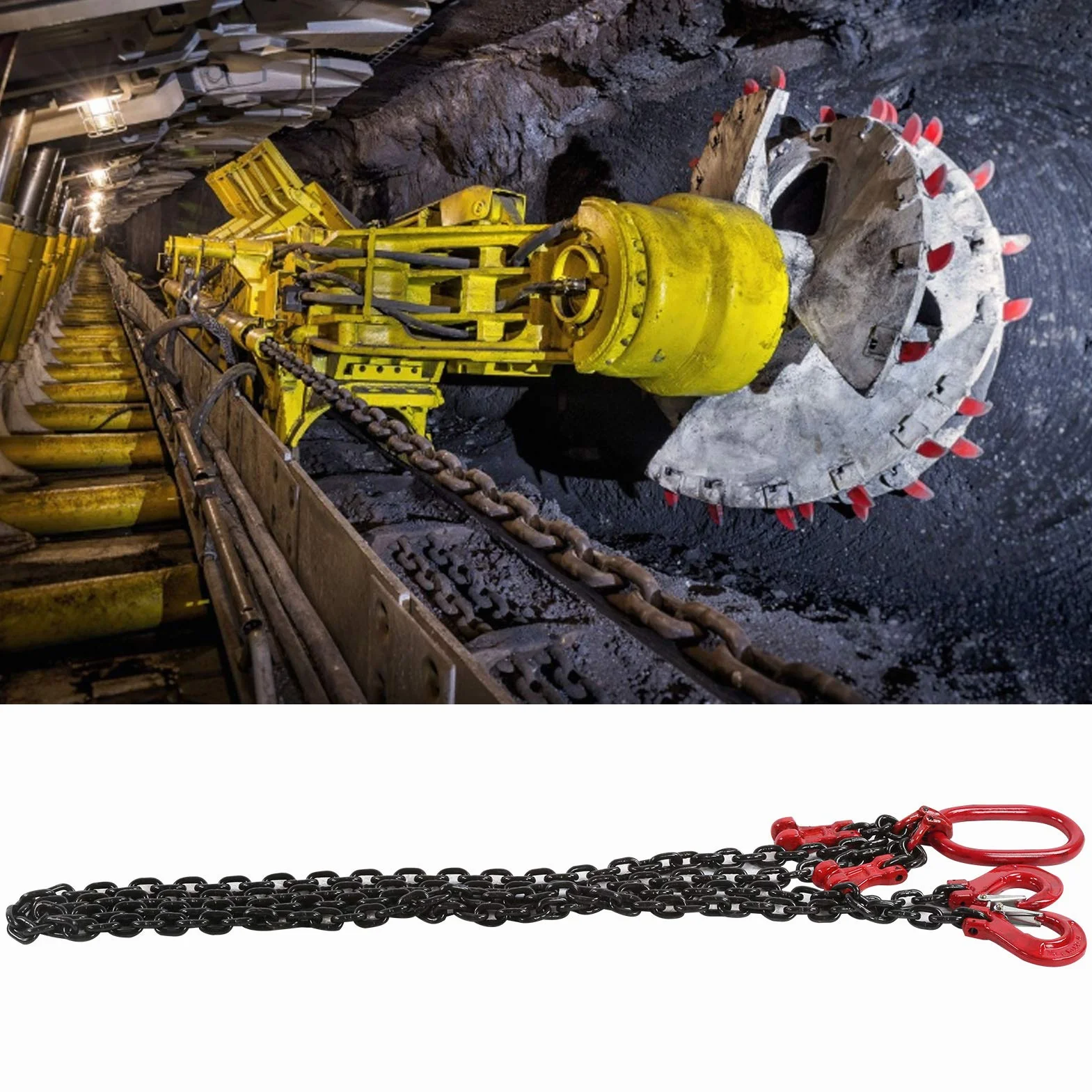 Catena di Resistenza, 2 m, 2 Fili, con Ganci di Riduzione, 4,75 Tonnellate, 8 mm