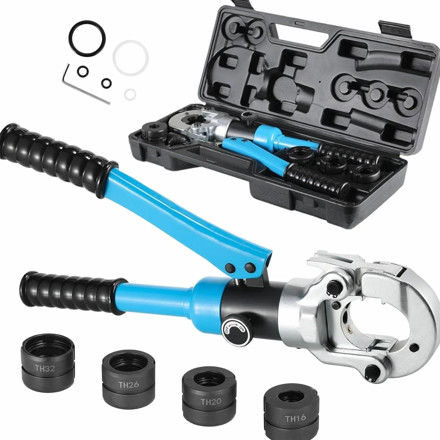 TLGREEN Pinza Crimpare TH per Tubo plastica e alluminio,16-20-26-32mm,360° Testa Rotante,8T,Crimpatrice Multistrato,Pinza per Serra Multistrato,Pinza a Pressione Idraulica