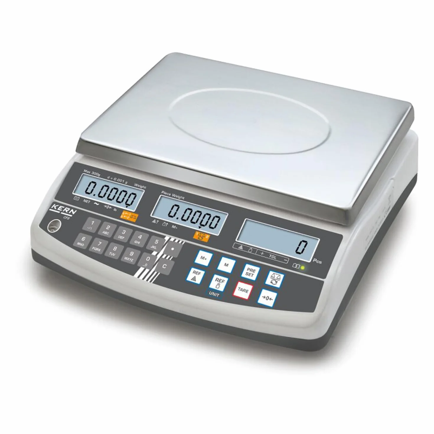 Kern, bilancia professionale con tasti di memoria per 100 articoli e interfaccia secondaria (Kern CFS 6K0.1), fino a 0,1 g di precisione, campo massimo di pesata: 6 kg