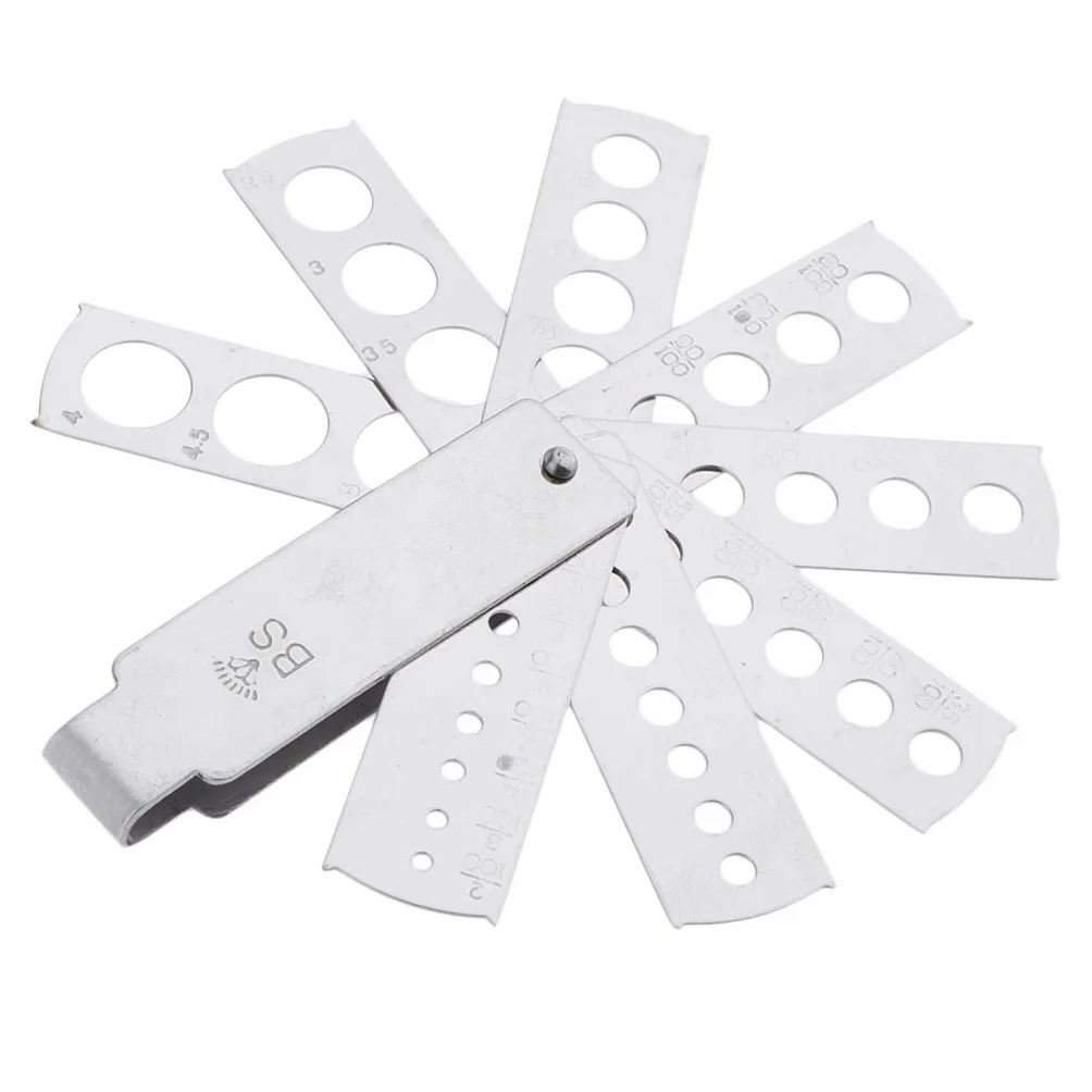 Dailymall Calibro di Misurazione per Pietre Preziose Diamantate con Calibro A Forma di Ventaglio in Alluminio - Argento, 8 Pezzi di Fan