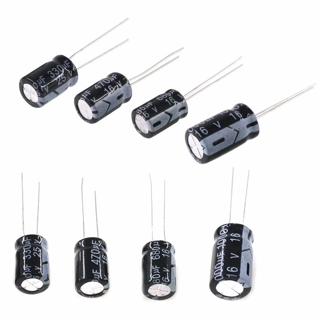 Swpeet - 240 condensatori elettrolitici diversi, gamma 0.1uF-1000uF, kit di assortimento, 10 V/16 V/25 V/50 V