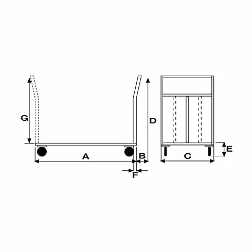 Pianale Medio mm 500x800 con Ruote Girevoli con Freno