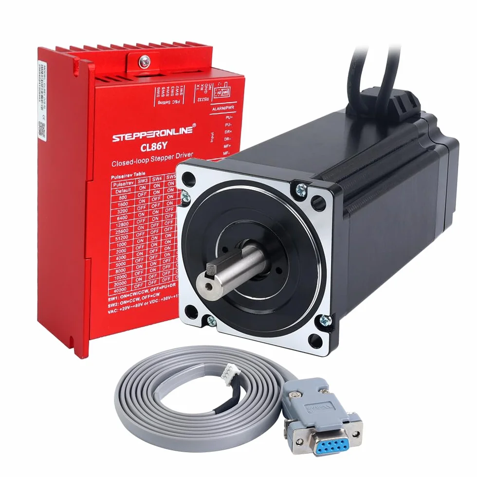 STEPPERONLINE Closed Loop Motore passo-passo 1 asse CNC KIT V2.0 12.00Nm 6.0A Nema 34 Motore & 0-8.5A 20-80VAC / 30-110VDC Driver CL86Y-V20