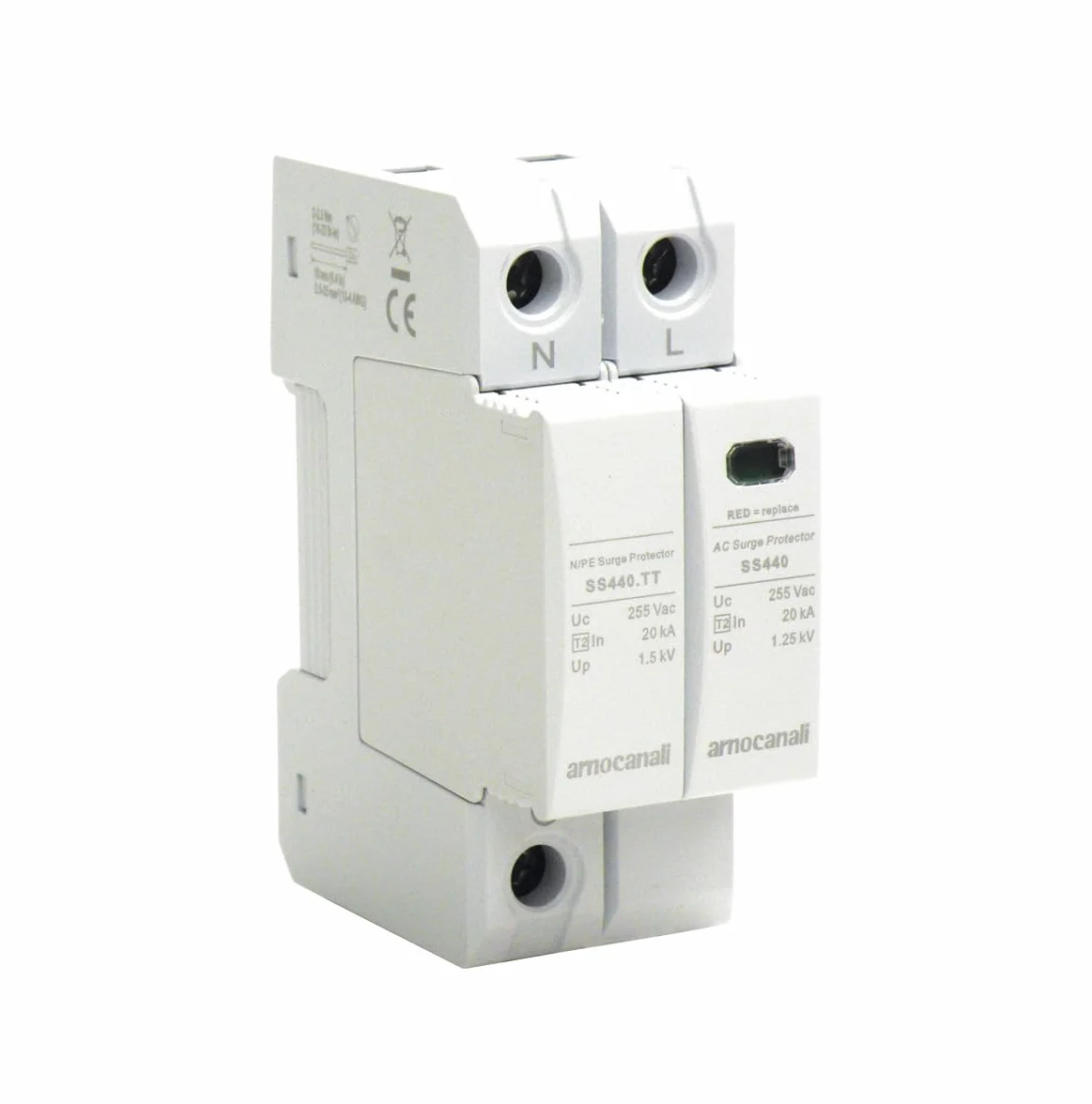 Arnocanali SS440.2TT Enerpro Scaricatore 1 + 1 Moduli, Classe di Riferimento T2 per Reti Tt - Tn