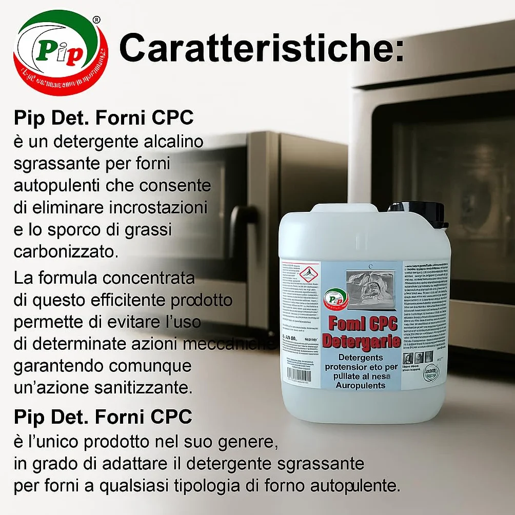 PIP Detergente Forno Autopulente Forni CPC, Alcalino, Prodotto Puliforno Sgrassante, Disincrostante, Professionale, Industriale, Biodegradabile, Tanica LT. 5 - Kg. 5,25 Pronto all'uso