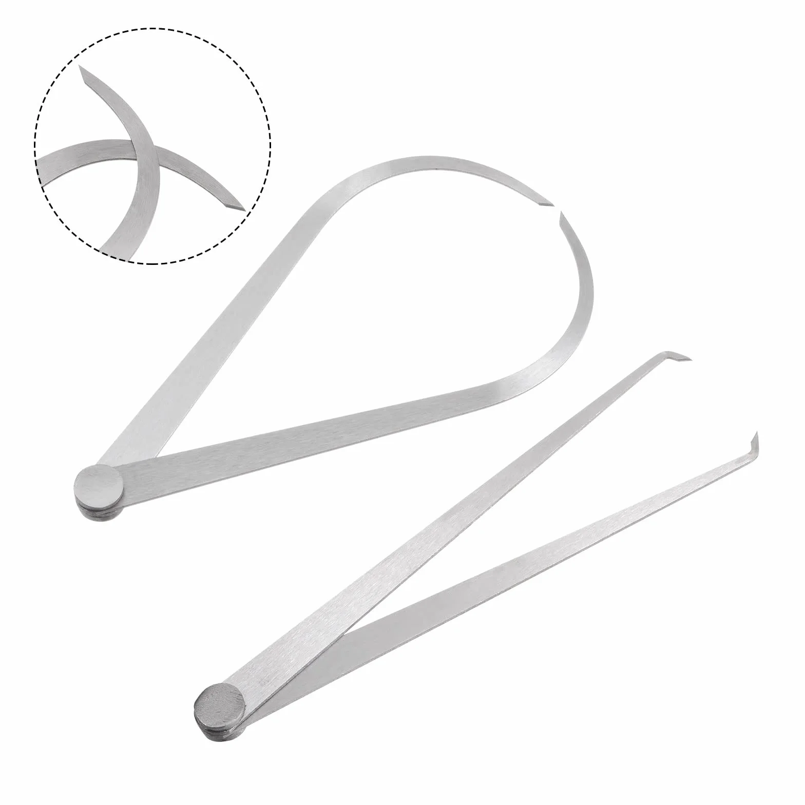QUARKZMAN 2Pcs Calibro Fisso Interno/Esterno 200Mm 8 Pollice Acciaio Per Utensili Giunto A Frizione Fissa Strumento Di Misurazione Interna Per Intagli Modellatura Scultura, Argento