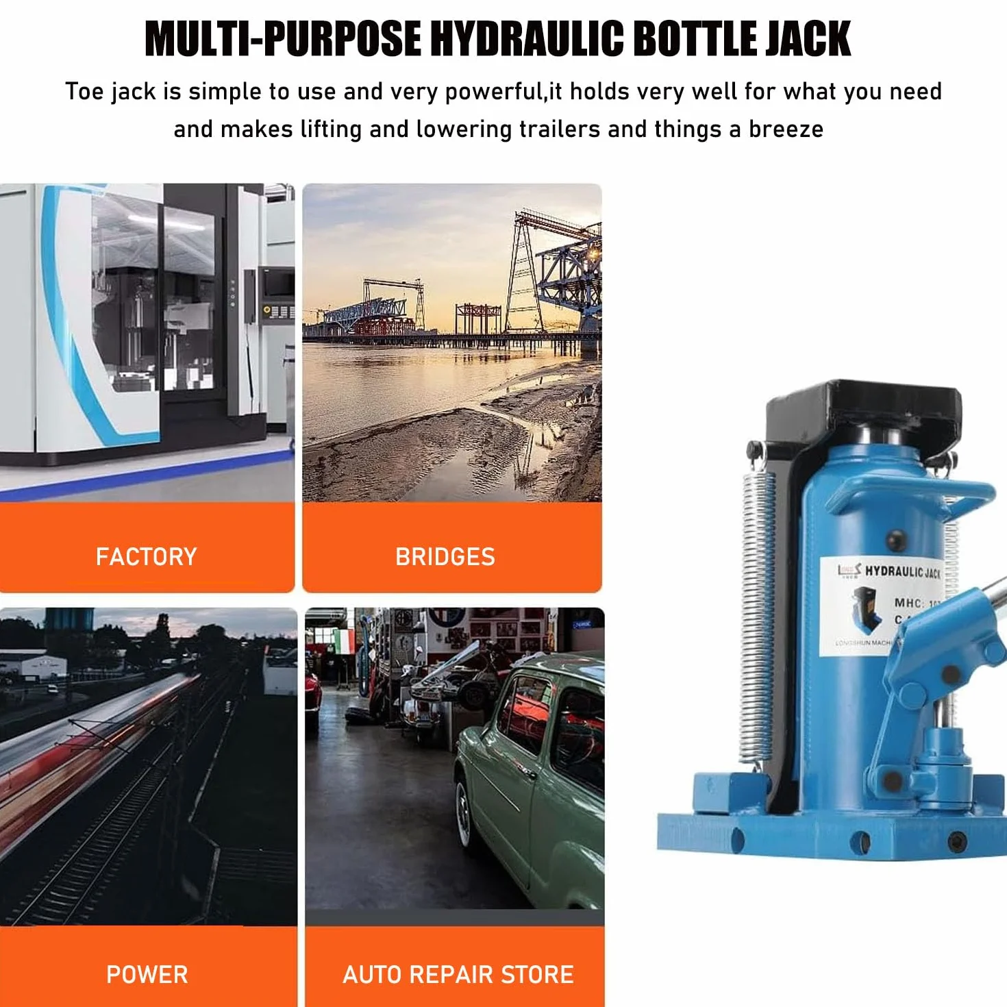 Hydraulischer Wagenheber, 5 ton/ 10 ton Martinetto Idraulica Toe Jack da Macchina Lift, Cric Idraulico a Bottiglia Sollevatore per Auto, Paesaggistici e Agricoli
