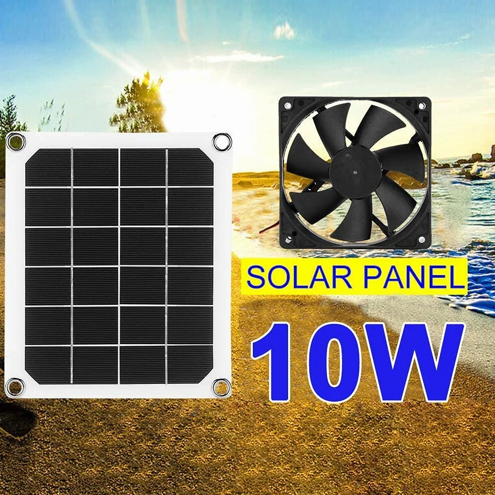 Sistema di ventole per mansarda ad energia solare, potente ventola di ventilazione e set di pannelli solari da 10 W per serra, soffitta, timpano, ventilazione di raffreddamento del magazzino