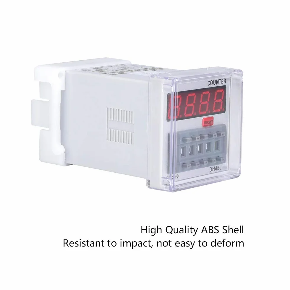 Relè Contatore Elettronico DH48J-A 24 V AC/DC ABS 1-999900 Pannello a 11 Pin Contatore o Reset Contatore con Display a LED, Relè Temporale Digitale