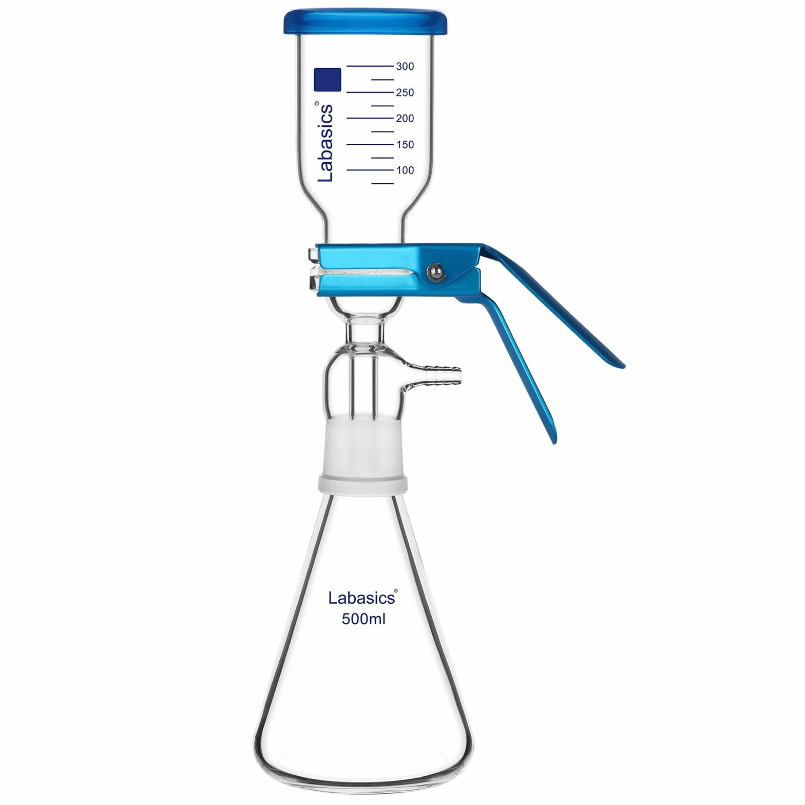 Labasics Apparato di Filtrazione a Vuoto, Vetro Borosilicato, Piastra Filtro 10μm, Matrazzo 500 ml, Becher 300 ml