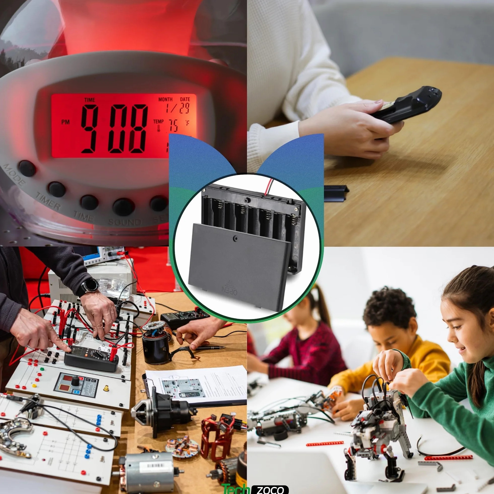 TECHZOCO Porta batterie con interruttore on/off, supporto batteria AA, scatola batteria, porta batterie, cavo da 200 mm, tensione totale: 12 V (1,5 V per batteria), adatto per 8 batterie LR6 AA (FR6,