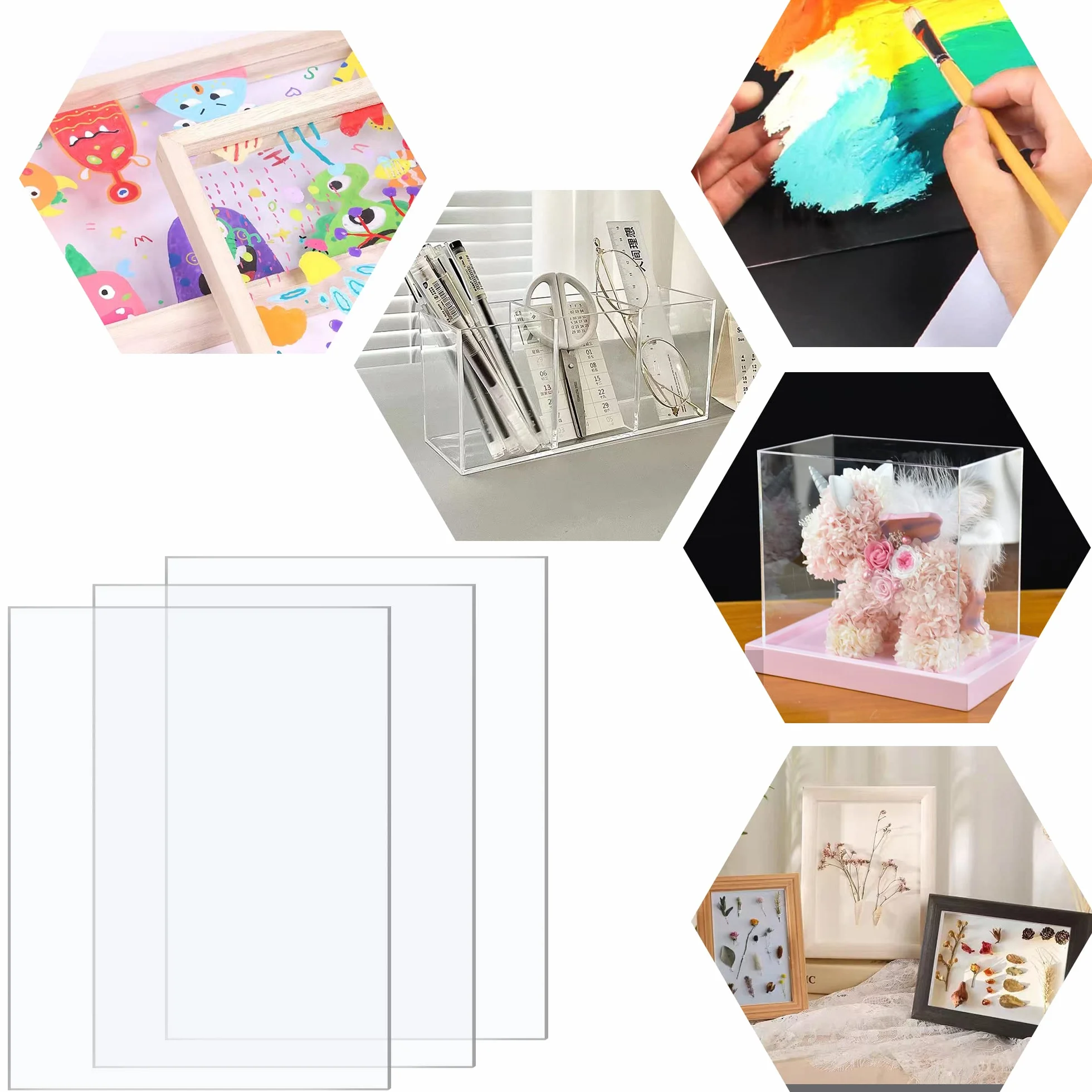 Taiyeestar 6 Pezzi Foglio Acrilico A3 Trasparente Plastica da 1 mm, Pannello Acrilica Trasparente da 42 x 29.7cm, Fogli Acrilici Trasparenti per Display, Cornice, Pittura, Stampa