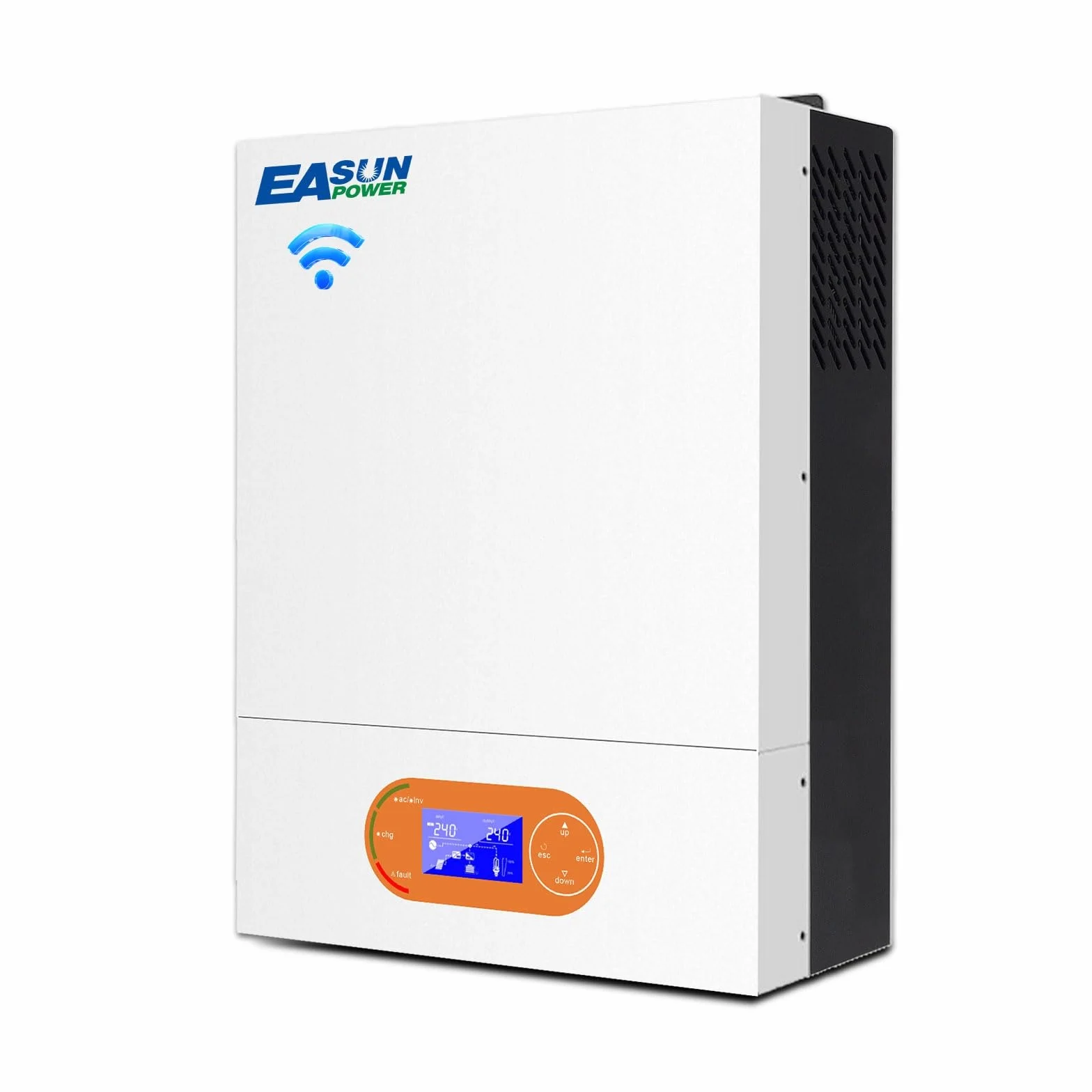 POWLAND 4000W 24V Inverter ibrido da inverter sinusoidale puro off-grid (WiFi incorporato) Controllori solari MPPT da 120A integrati, ingresso/uscita AC240V