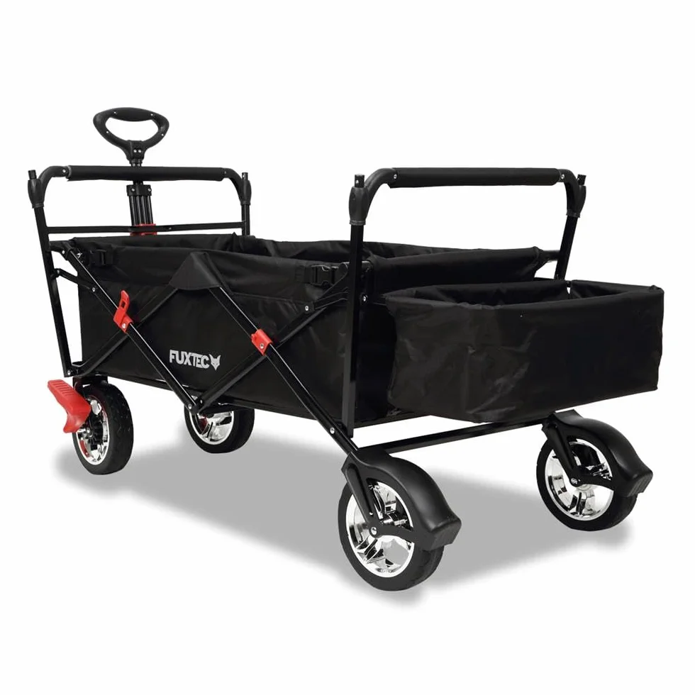 Carrello pieghevole Bollerwagen City per il trasporto di bambini con tetto di protezione UV FUXTEC City FX-CT500 Nero