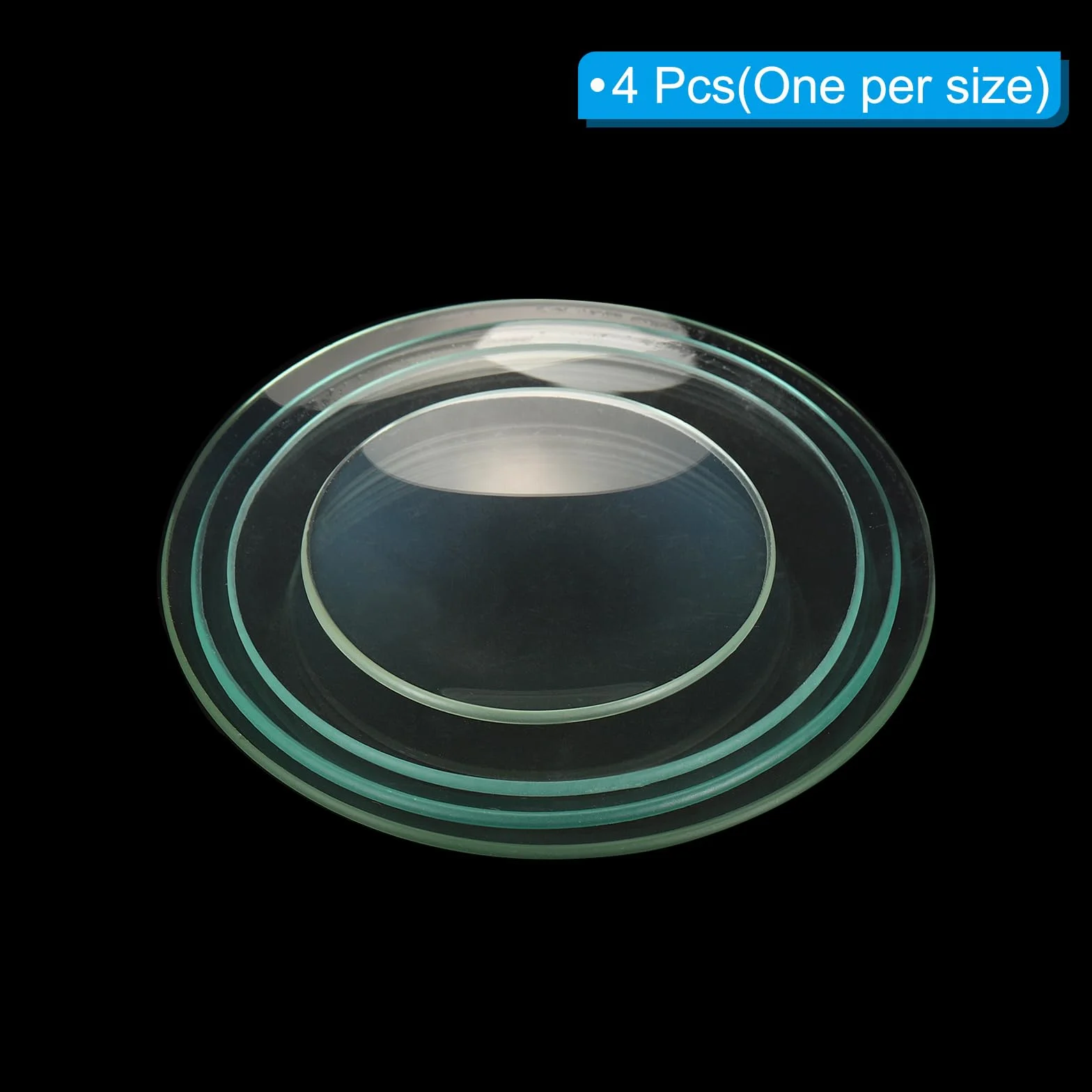 PATIKIL 60/80/90/100mm Diametro Orologio Vetro, 1 Set Becher Coperchio Liscio Bordi Smussato Arco per Laboratorio, Trasparente