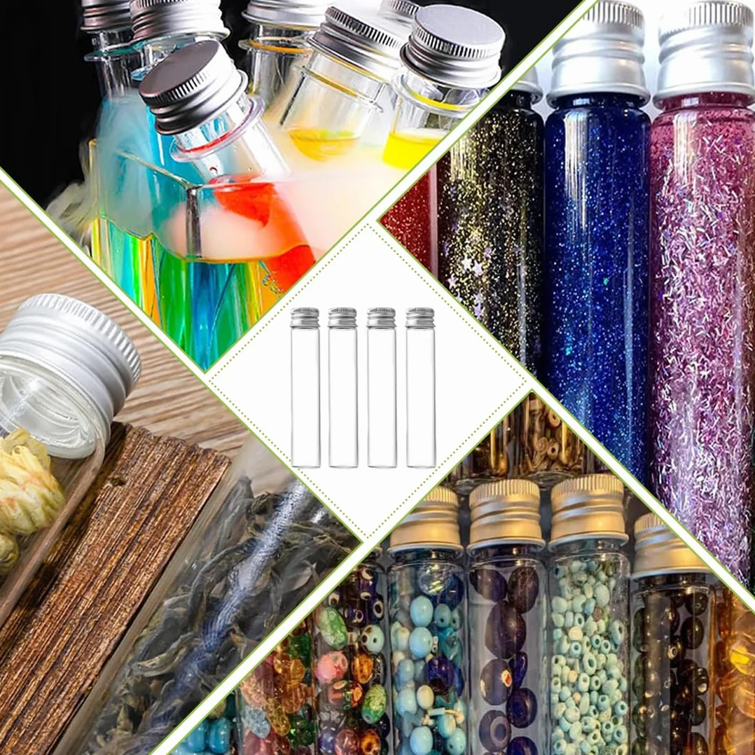 Bottiglie Di Vetro Piccole 30 Ml con Tappo A Vite In Alluminio – Flaconi Portatili Ermetici per Campioni Spezie Gioielli