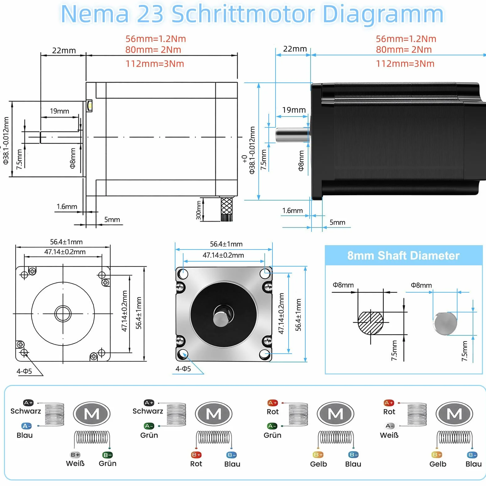 Nema 23 Kit motore passo-passo con 3 pezzi Nema23 57 mm 3 Nm stepper motore stepper e driver DM556 e 1 alimentatore da 350 W 24 V e scheda di controllo Mach3 CNC per macchine per incisione, set di