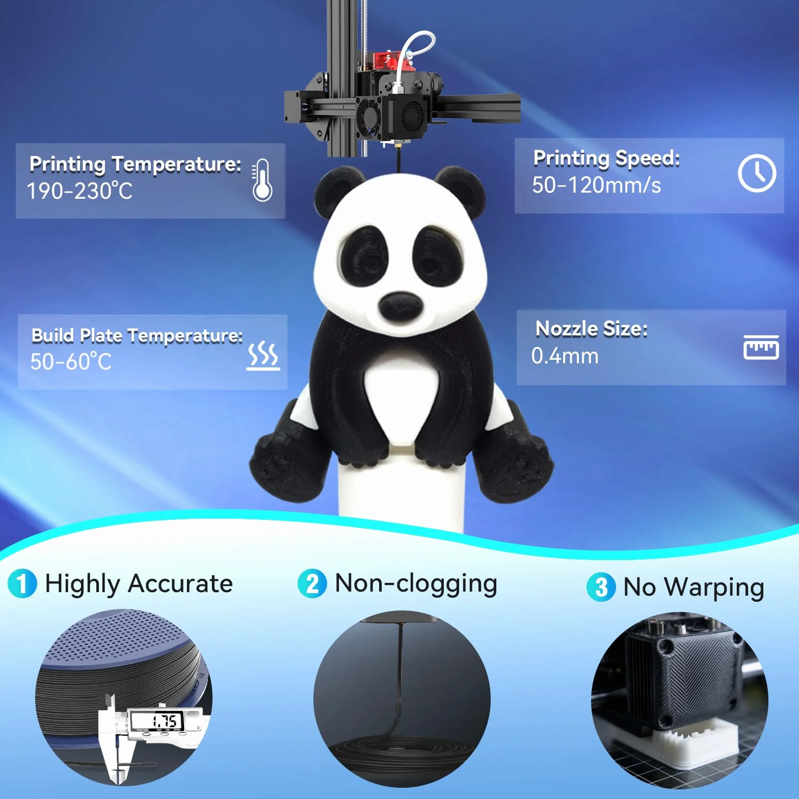SUNLU TPU Filamento 3D 95A 1,75 mm 4 kg Pacchetto Nero