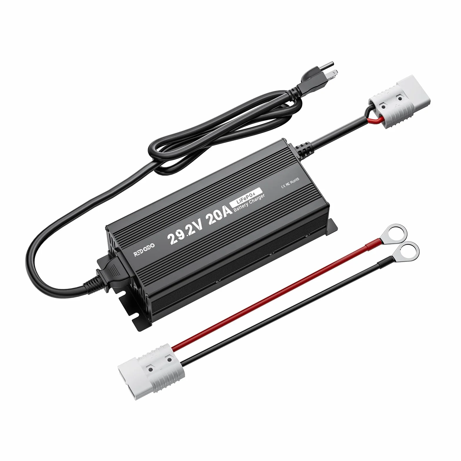 Redodo 29,2V 20A Aggiornamento MINI Formato LiFePO4 Caricabatterie Caricabatterie Rapido AC-DC Indicatori LED 6 Protezioni Alloggiamento Resistente Ventola di Raffreddamento