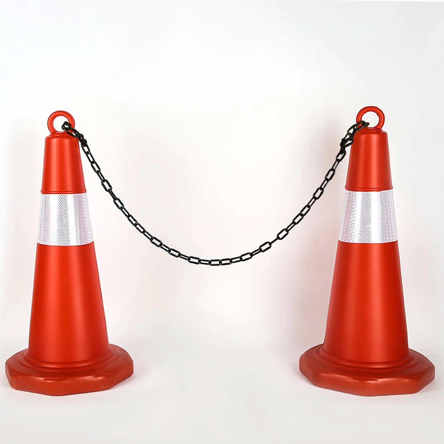 1.5 Metri Catena di Plastica Nera, 6mm Barriera a Catena per Parcheggio, Barriera di Sicurezza in Plastica con 5 Ganci, per Avviso di Sicurezza Parcheggio, Controllo Della Folla, Traffico, Coda