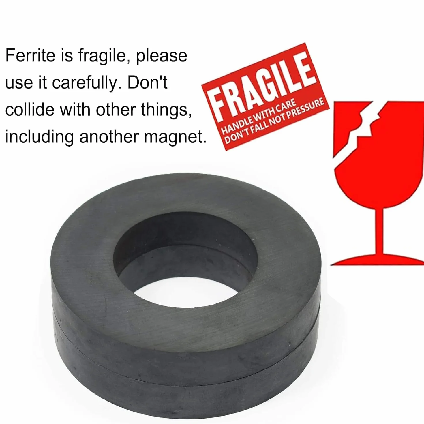 AOMAG Anelli magnetici in ferrite OD60 x ID32 x 10 mm C8 ceramica confezione da 2 pezzi