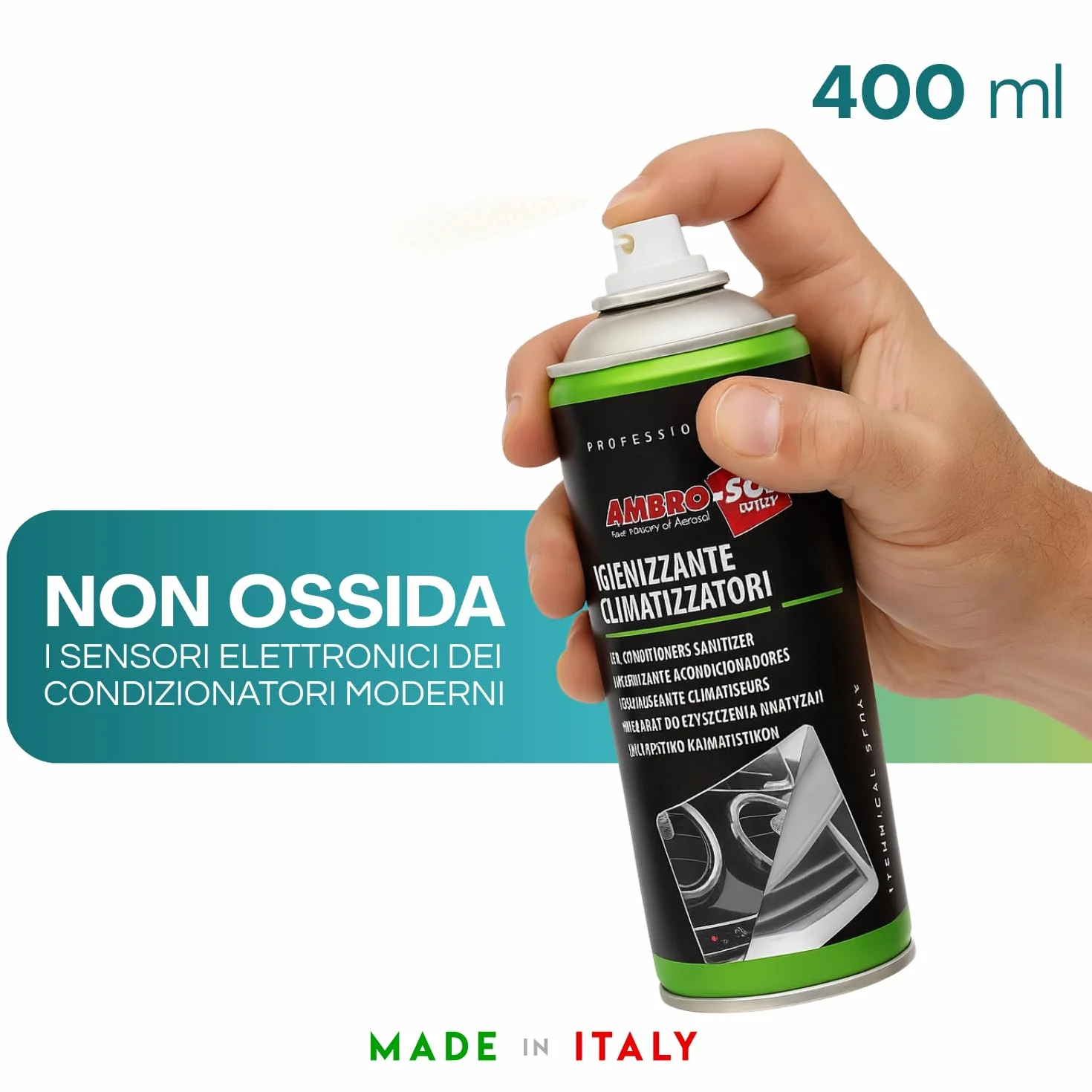 Bomboletta Igienizzante climatizzatori 400 ml Climatizzatore Igienizzante Virus, Batteri, Spray, Climatizzatore Auto, Battericida e Fungicida + Cannuccia di 60 cm (3)