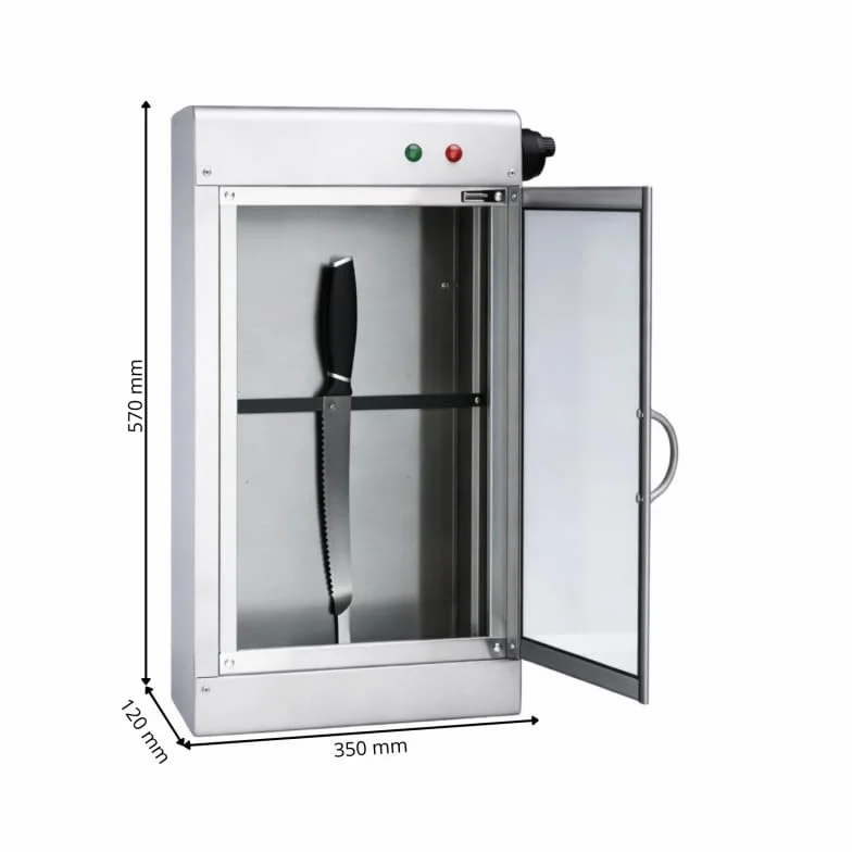 Armadio disinfettante UV - Sterilizzatore professionale per coltelli - Da 10 a 12 coltelli - Disinfezione al 99% - Supporto magnetico - Acciaio inossidabile