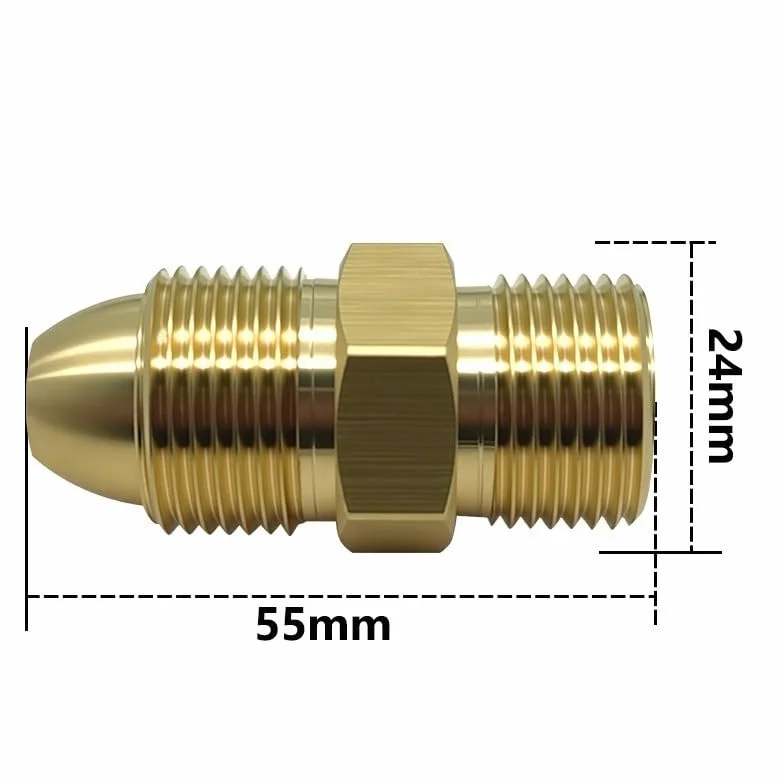 CGA580 per G5/8 Adattatore regolatore gas in ottone bombole Argon, 55 x 24 mm, costruzione in rame