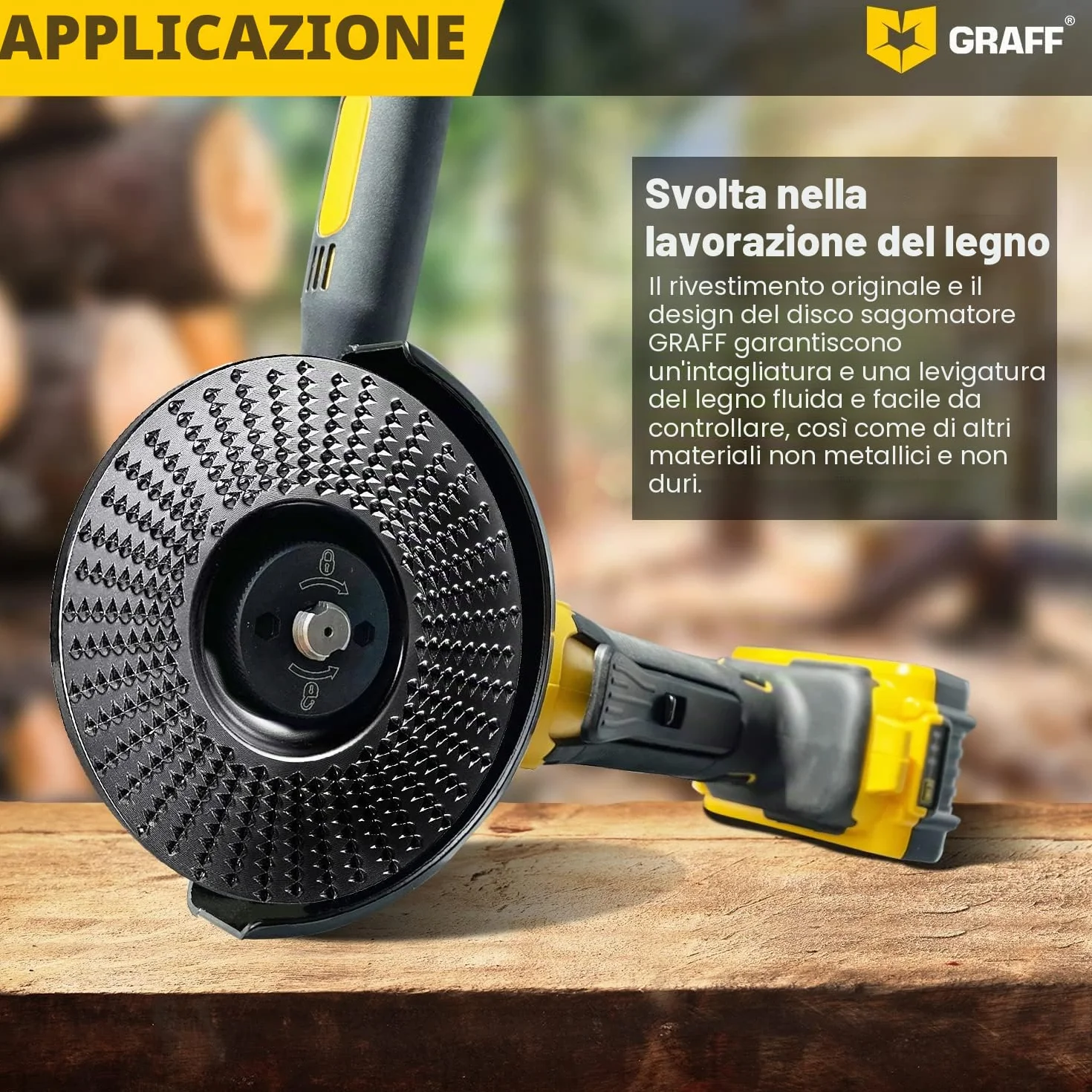Intaglio Legno Mola Disco 115mm x 22.23mm – Disco Raspa per Intagliare e Levigatura Legno Conifere, Duro – Disco Abrasivo Lucidatura Modellatura – Mola per Smerigliatrice Angolare GRAFF